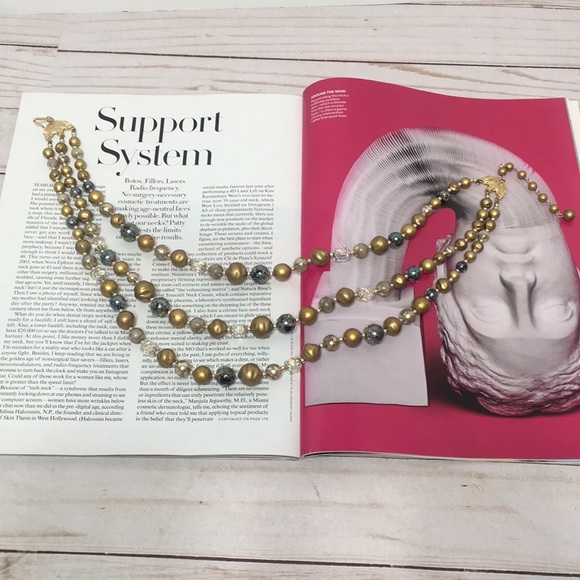 necklace vintage beaded style marked Japan gold multi strand - Picture 13 of 13